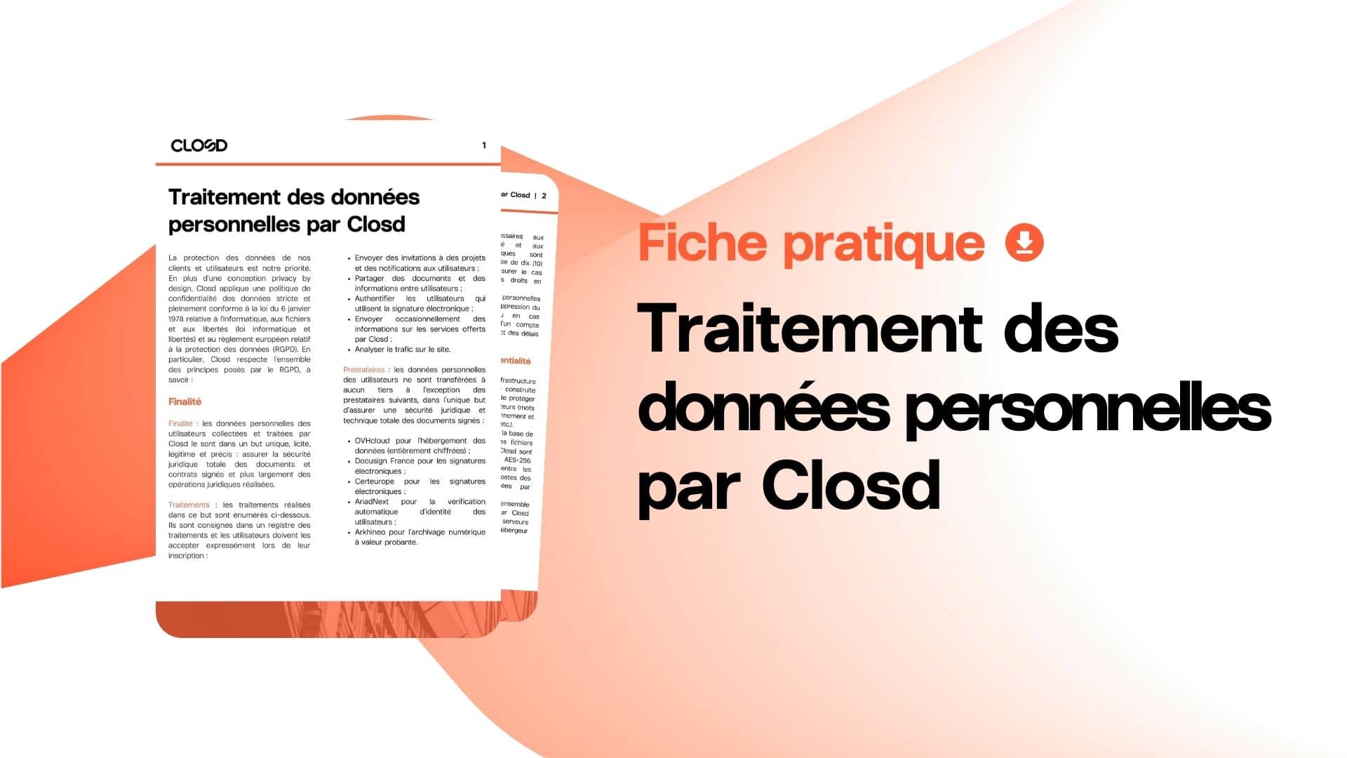 Fiche pratique : traitement des données personnelles par Closd