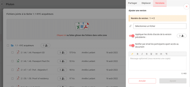 version des documents closd