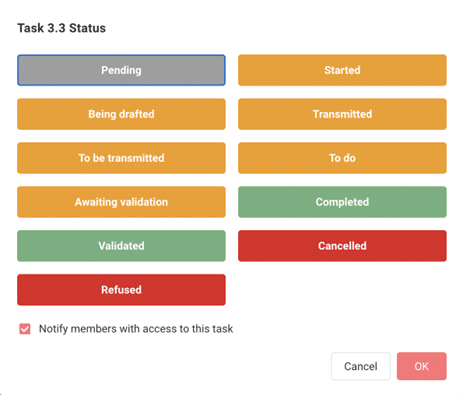 checklist task status closd