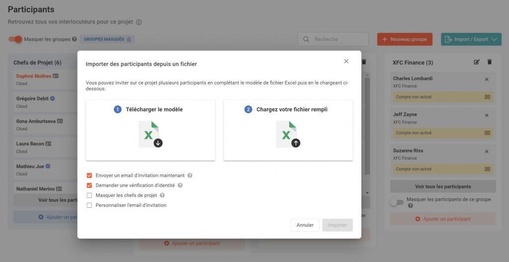 invitation en masse des participants closd platform