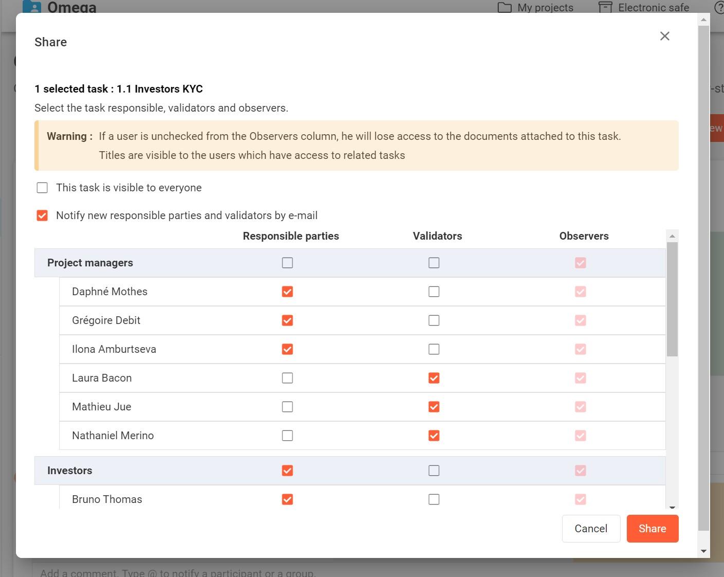 manage access rights closd platform