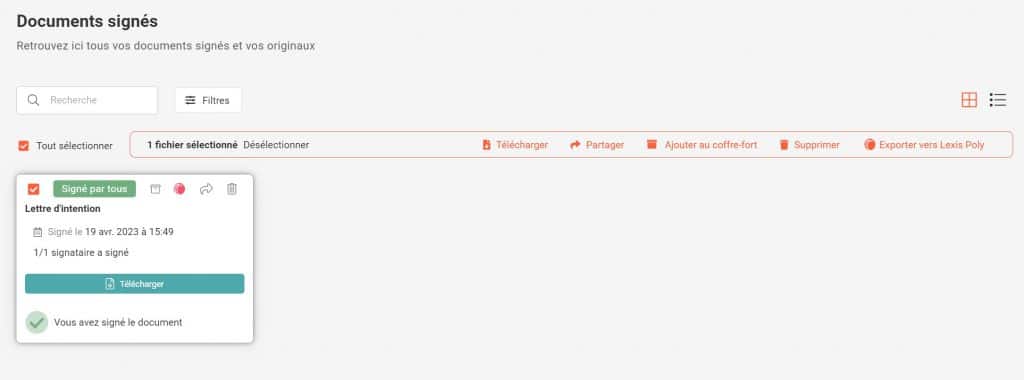 export des documents signés