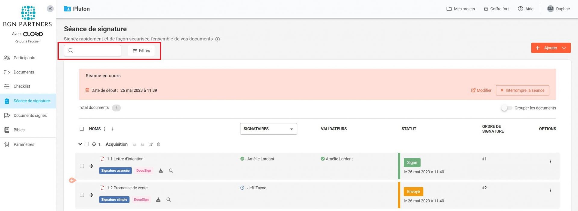 recherche séance de signature closd